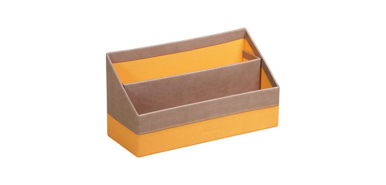 Rhodiarama porte-courrier simili cuir italien 25x10x14 cm - Taupe