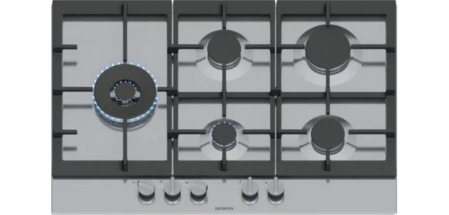 SIEMENS Plaque gaz EC7A5SI90, iQ500, 5 foyers, 75 cm, StepFlame
