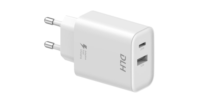 DLH Chargeur secteur 1x USB-C 20W & 1x USB-A 12W