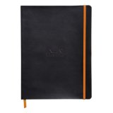 Rhodiarama carnet souple 19x25 cm 160 pages ligné papier ivoire 90g fermeture élastique - Noir
