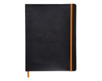 Rhodiarama carnet souple 19x25 cm 160 pages ligné papier ivoire 90g fermeture élastique - Noir