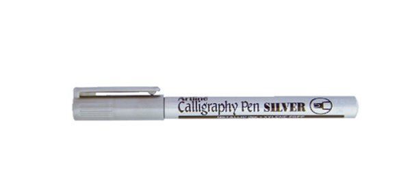 Marqueur artline permanent pointe large biseautée 2.5mm tous supports corps métal encre pigmentée résiste eau argent