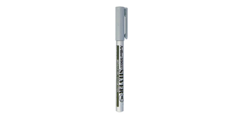 Marqueur artline permanent pointe fine conique 1.2mm tous supports corps métal encre pigmentée résiste eau argent