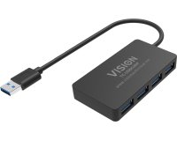 Vision TC-USBHUB4P hub & concentrateur USB 3.2 Gen 1 (3.1 Gen 1) Type-A 5 Mbit/s Noir