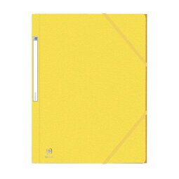 Chemise 3 rabats et élastique EUROFOLIO en carte grainée 5/10e, 450g.Pour format A4. Coloris Jaune