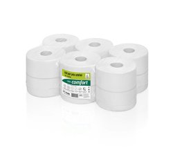 Papier hygiénique jumbo 180m center feed ouate blanche recyclée écolabel 2 plis rouleau 720 feuilles paquet 12 rouleaux