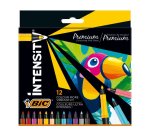 12 feutres bic corps noir grip caoutchouc capuchon      ventile couleur de l'encre
