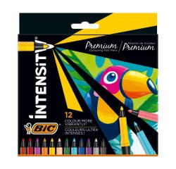 12 feutres bic corps noir grip caoutchouc capuchon      ventile couleur de l'encre
