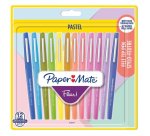 Feutre ecriture paper mate flair pastel pointe nylon     0,7mm bouchon ventile clip    metal blister 12 unites