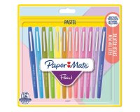 Feutre ecriture paper mate flair pastel pointe nylon     0,7mm bouchon ventile clip    metal blister 12 unites