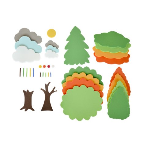 Kit 4 saisons - 540 pièces en mousse assorties (arbres, nuages...)