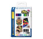 Marqueur staedtler permanent dry safe lumocolor  317       pointe moyenne 1mm coloris    assrotis etui de 10 feutres