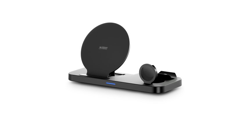 Urban Factory SWC35UF chargeur d'appareils mobiles Casques, Smartwatch, téléphone Noir Batterie Recharge sans fil Intérieure