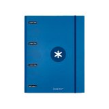 Classeur antartik 4 anneaux ronds 25mm a4 carton remborde feuillets mobiles 5x5 bleu    marine