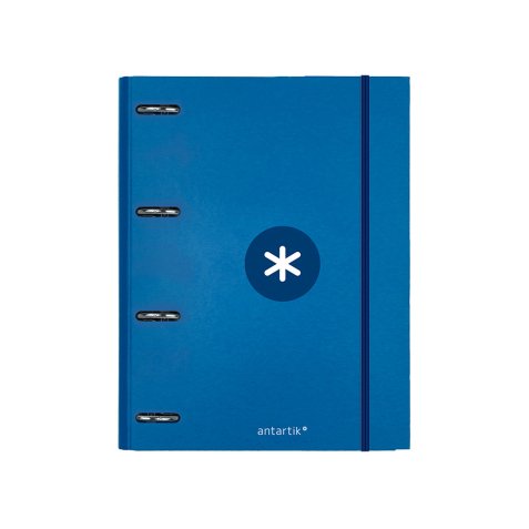 Classeur antartik 4 anneaux ronds 25mm a4 carton remborde feuillets mobiles 5x5 bleu    marine