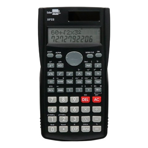 Calculadora liderpapel cientifica xf33 12 digitos 240 funciones con tapa solar y pilas color negro 156x85x20