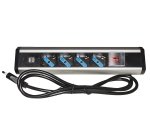 LINK Multipresa Da Tavolo 4 Prese Universali Con 2 Porte Usb E Interruttore Con Coperchio Di Protezione Cavo Mt 1,80 Spina Tripolare Italiana 16A