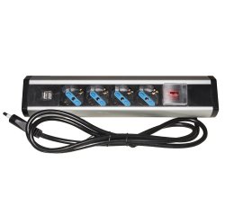 LINK Multipresa Da Tavolo 4 Prese Universali Con 2 Porte Usb E Interruttore Con Coperchio Di Protezione Cavo Mt 1,80 Spina Tripolare Italiana 16A