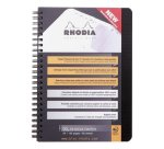 Addressbook Rhodiactive 90g reliure intégrale A5 160 pages pré-imprimé non micropreforé + poche - Noir