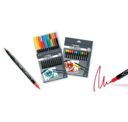 Pennarelli Aqua Brush Duo - punte 2,00 - 4,00 mm - Lyra - astuccio 12 pezzi