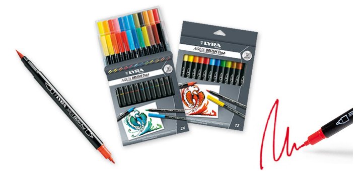 Pennarelli Aqua Brush Duo - punte 2,00 - 4,00 mm - Lyra - astuccio 12 pezzi