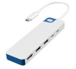 HYPER HD4101BUGL hub & concentrateur USB Type-C 5000 Mbit/s Bleu, Blanc