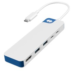 HYPER HD4101BUGL hub & concentrateur USB Type-C 5000 Mbit/s Bleu, Blanc