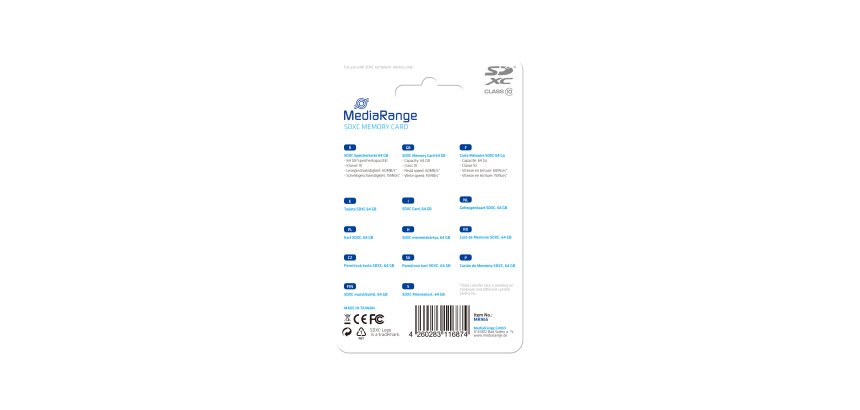 MediaRange MR965 mémoire flash 64 Go SDXC Classe 10