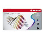 Crayon couleur stabiloaquacolor arty         aquarellable mine 2,8mm boite metal 12 unites