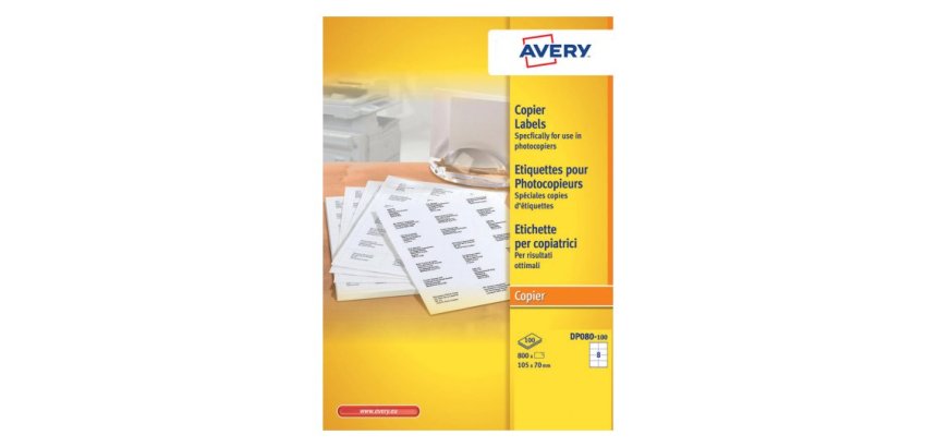 Etiquettes copieur avery format 105 x 70 mm coloris blanc boîte 800 unites
