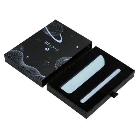 Roller et etui en simili cuir belius space b monochrome sans agrafe encre noire coloris bleu dans coffret cadeau