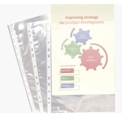 Sachet de 10 pochettes perforées polypropylène lisse 6/100e - A4 - Cristal