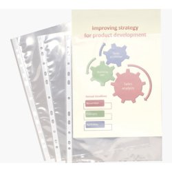 Sachet de 10 pochettes perforées polypropylène lisse 6/100e - A4 - Cristal