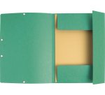 Chemise exacompta 3 rabats carte lustree 355gr a4        fermeture elastique etiquette coloris vert lot 10 unites