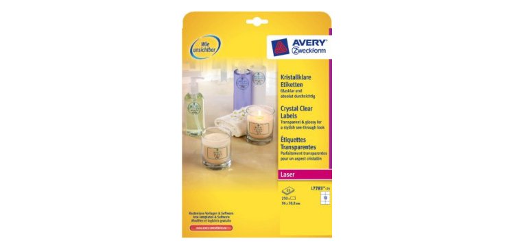 Avery L7783-25 printer label Transparent