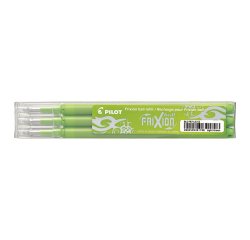 Recharge roller pilot frixion clicker écriture moyenne 0.5mm encre effaçable coloris vert pomme set de 3 unités