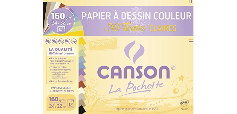 Papier dessin Mi-teintes, 240 x 320 mm, assorti