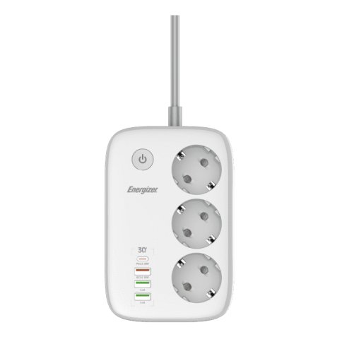 Energizer EPB2500W02EU prolunghe e multiple 2 m 3 presa(e) AC Interno Bianco