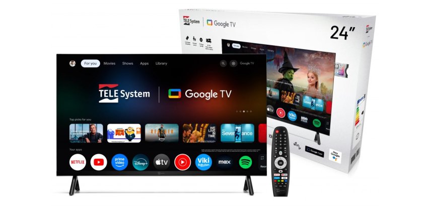 TELE System Google TV 24? – TS24FL SMG15 61 cm (24") HD Smart TV Wi-Fi Nero 180 cd/m²