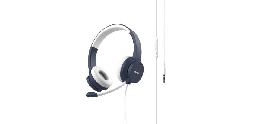 Pantone PT-WDH002N headphones/headset Wired Head-band Office/Call center Blue