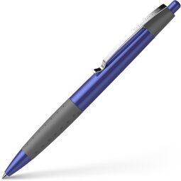 Stylo bille rétractable Loox avec grip caoutchouc et clip en métal. Encre Bleue.