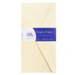25 enveloppes DL (110x220mm) Vergé de France doublées gommées