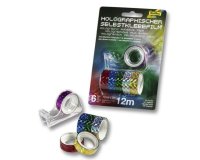 Lot rouleaux folia bandes adhesives pailletes           holographique 12mmx2m 6       unites coloris assortis
