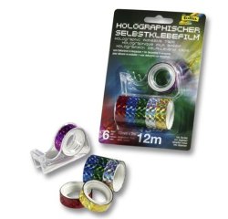 Lot rouleaux folia bandes adhesives pailletes           holographique 12mmx2m 6       unites coloris assortis