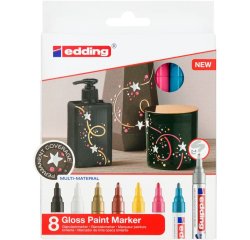 Marqueur edding e-750 peinture brillante couvrante  verre metal plastique papier  couche pointe moyenne - 8un