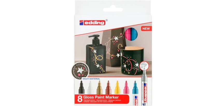Marqueur edding e-750 peinture brillante couvrante  verre metal plastique papier  couche pointe moyenne - 8un