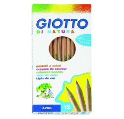 Pastelli colorati Natura - diametro mina 4 mm - legno di cedro -  colori assortiti - Giotto - astuccio 12 pezzi