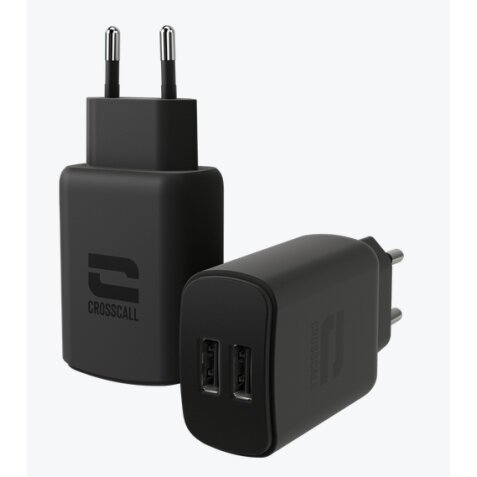 Crosscall Dual USB-A wall charger Universal Negro Corriente alterna Interior