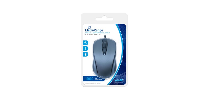 MediaRange MROS201 Office Mouse Ambidextrous USB Type-A Optical 1000 DPI