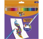Crayon couleur bic evolution illusion resine de synthese   corps rond mine tres solide   effacable etui 24un
